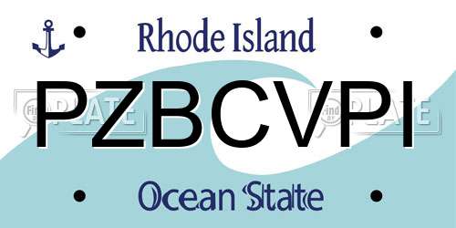 PZBCVPI Rhode Island License Plate