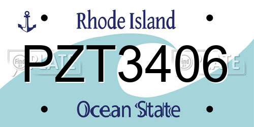 PZT3406 Rhode Island License Plate