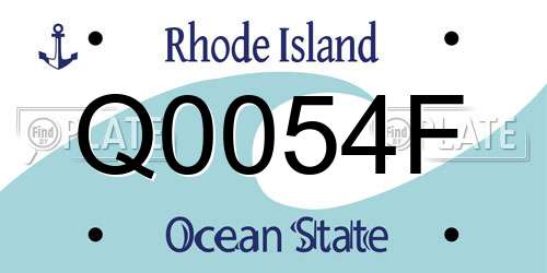 Q0054F Rhode Island License Plate