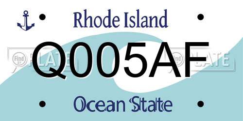 Q005AF Rhode Island License Plate