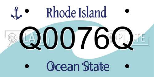 Q0076Q Rhode Island License Plate