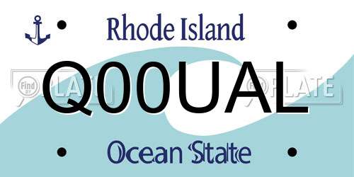 Q00UAL Rhode Island License Plate