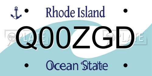 Q00ZGD Rhode Island License Plate