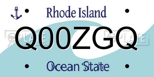 Q00ZGQ Rhode Island License Plate