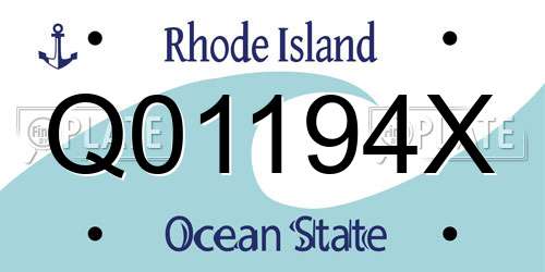 Q01194X Rhode Island License Plate