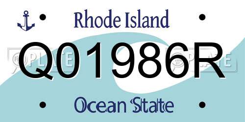 Q01986R Rhode Island License Plate