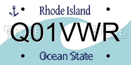 Q01VWR Rhode Island License Plate