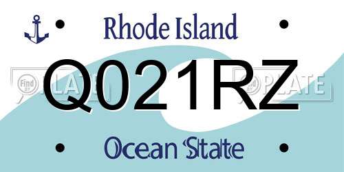 Q021RZ Rhode Island License Plate
