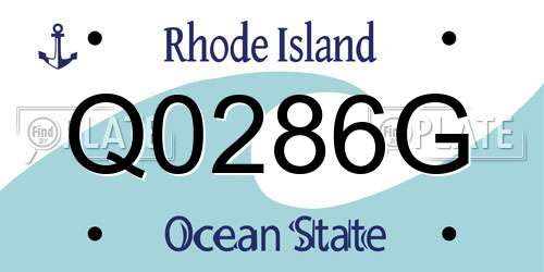Q0286G Rhode Island License Plate