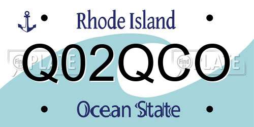 Q02QCO Rhode Island License Plate