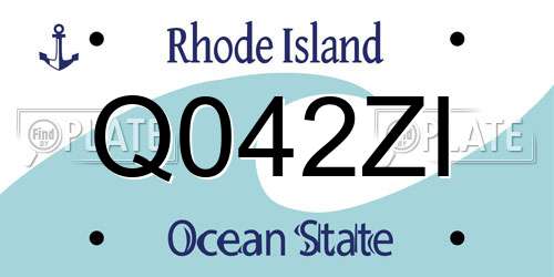 Q042ZI Rhode Island License Plate