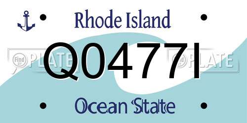 Q0477I Rhode Island License Plate