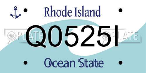 Q0525I Rhode Island License Plate