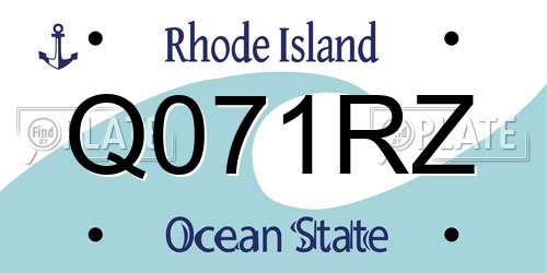 Q071RZ Rhode Island License Plate