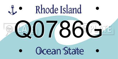 Q0786G Rhode Island License Plate