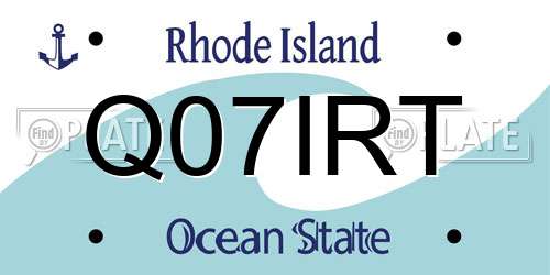 Q07IRT Rhode Island License Plate