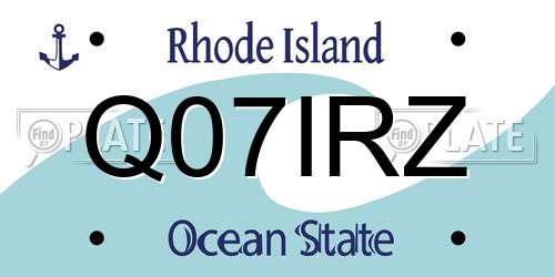 Q07IRZ Rhode Island License Plate