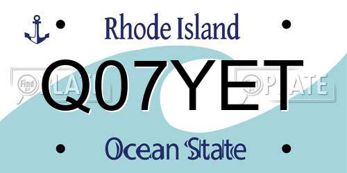 Q07YET Rhode Island License Plate