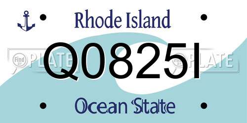 Q0825I Rhode Island License Plate
