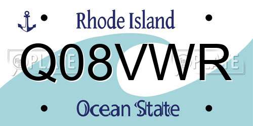 Q08VWR Rhode Island License Plate