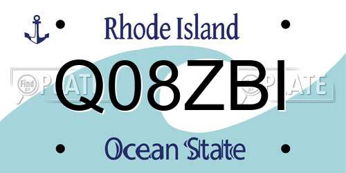 Q08ZBI Rhode Island License Plate