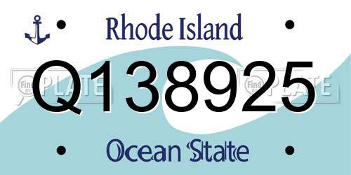 Q138925 Rhode Island License Plate