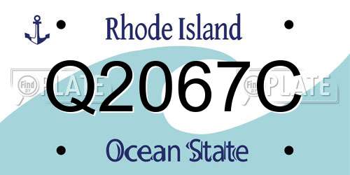 Q2067C Rhode Island License Plate