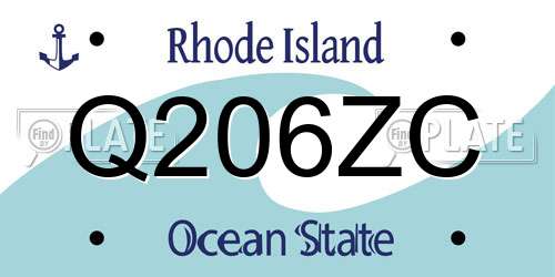Q206ZC Rhode Island License Plate