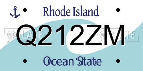Q212ZM Rhode Island License Plate