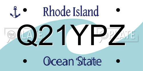 Q21YPZ Rhode Island License Plate
