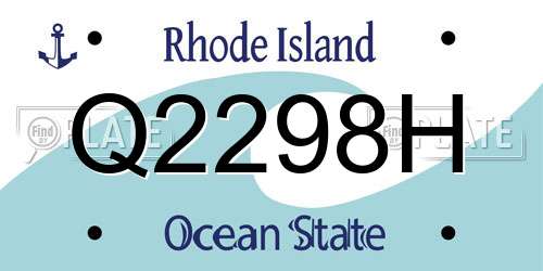 Q2298H Rhode Island License Plate