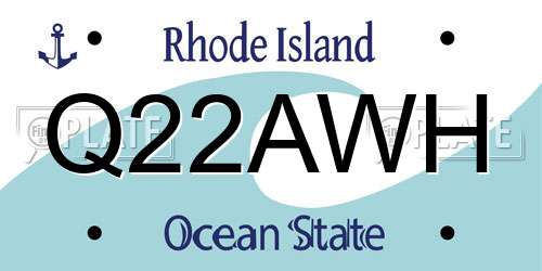 Q22AWH Rhode Island License Plate