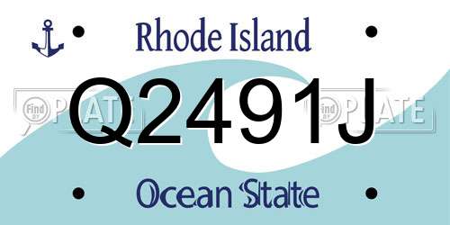 Q2491J Rhode Island License Plate