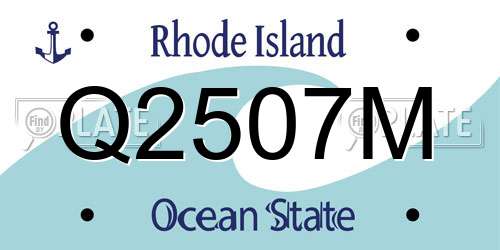 Q2507M Rhode Island License Plate