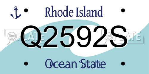 Q2592S Rhode Island License Plate