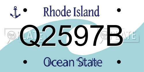 Q2597B Rhode Island License Plate