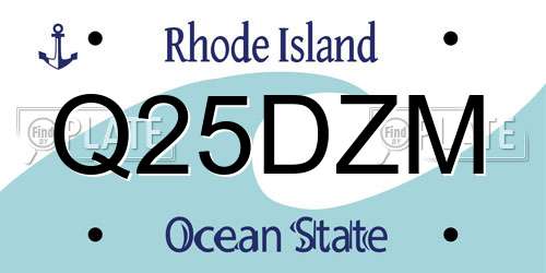 Q25DZM Rhode Island License Plate