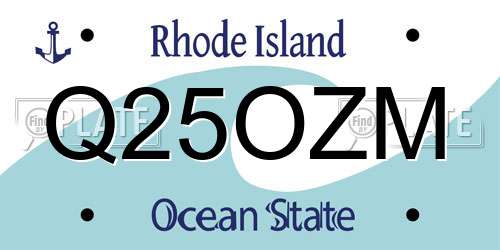 Q25OZM Rhode Island License Plate