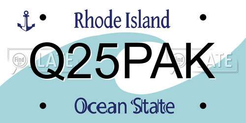 Q25PAK Rhode Island License Plate