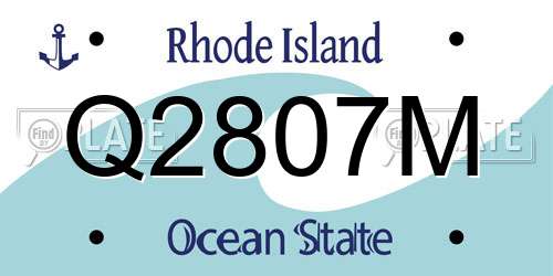 Q2807M Rhode Island License Plate