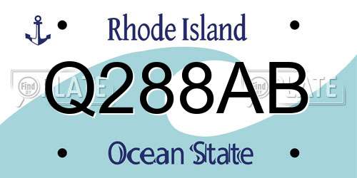 Q288AB Rhode Island License Plate