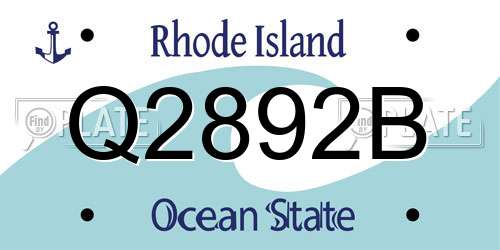 Q2892B Rhode Island License Plate