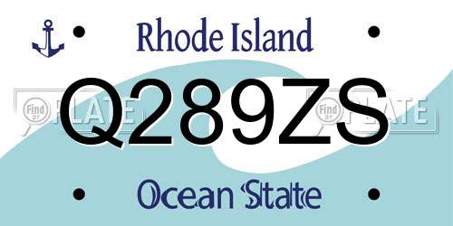 Q289ZS Rhode Island License Plate