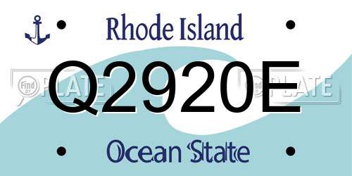 Q2920E Rhode Island License Plate