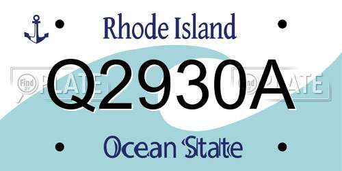 Q2930A Rhode Island License Plate