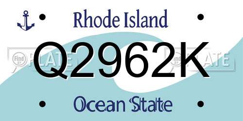 Q2962K Rhode Island License Plate