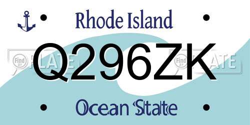 Q296ZK Rhode Island License Plate
