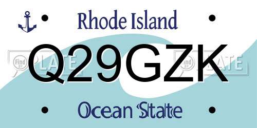 Q29GZK Rhode Island License Plate