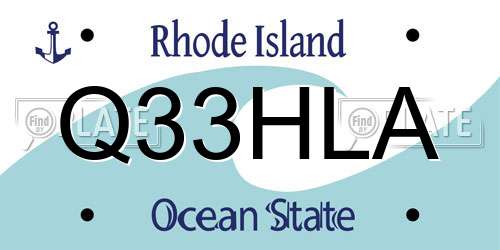 Q33HLA Rhode Island License Plate