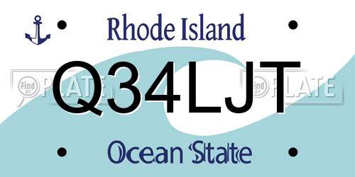 Q34LJT Rhode Island License Plate